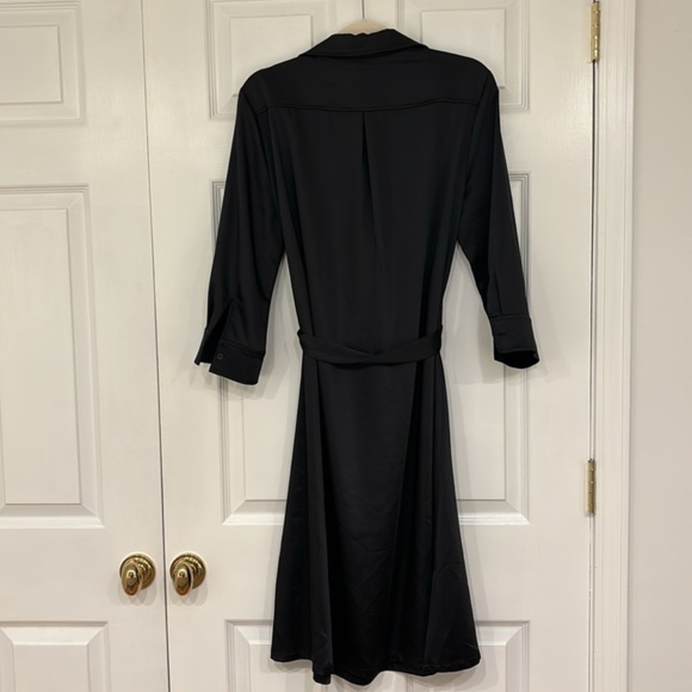 S’EDGE Black Satin Louis Shirt Dress Women’s Size Small - Picture 8 of 8